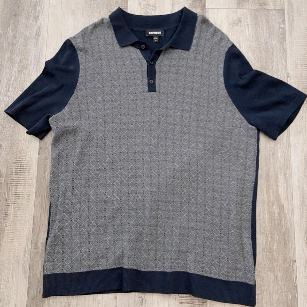 EXPRESS Jacquard Short Sleeve Polo Sweater